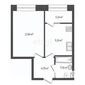 1-к квартира, вторичка, 34м2, 2/15 этаж