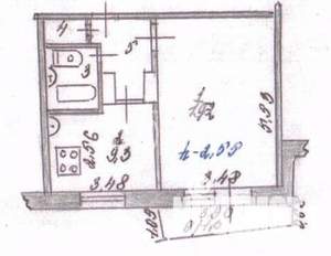 1-к квартира, вторичка, 38м2, 1/9 этаж