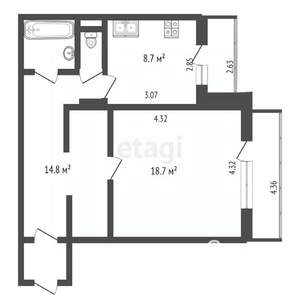 1-к квартира, вторичка, 48м2, 8/10 этаж