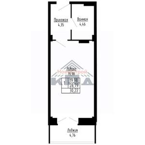 1-к квартира, строящийся дом, 30м2, 10/16 этаж