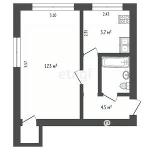1-к квартира, вторичка, 30м2, 4/5 этаж