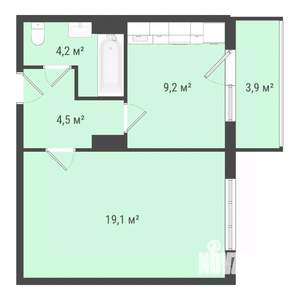 1-к квартира, строящийся дом, 37м2, 3/10 этаж