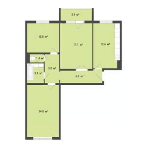 3-к квартира, строящийся дом, 76м2, 10/10 этаж