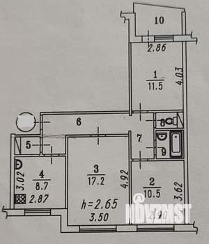 3-к квартира, вторичка, 64м2, 4/9 этаж