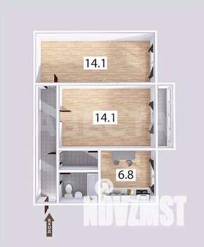 2-к квартира, вторичка, 46м2, 4/5 этаж