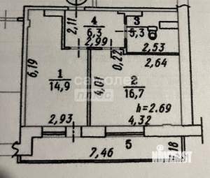 1-к квартира, вторичка, 43м2, 3/9 этаж