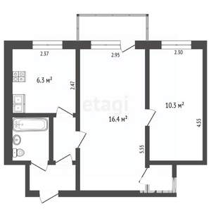 2-к квартира, вторичка, 42м2, 5/5 этаж