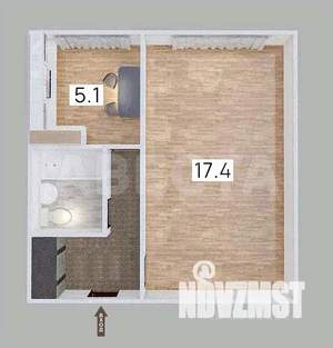 1-к квартира, вторичка, 30м2, 1/9 этаж