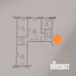 3-к квартира, вторичка, 59м2, 1/5 этаж