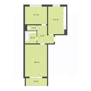 2-к квартира, строящийся дом, 55м2, 3/10 этаж