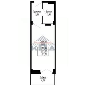 1-к квартира, строящийся дом, 27м2, 3/16 этаж