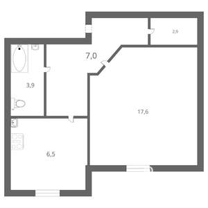 1-к квартира, вторичка, 40м2, 1/10 этаж