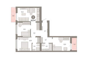 3-к квартира, вторичка, 83м2, 5/16 этаж