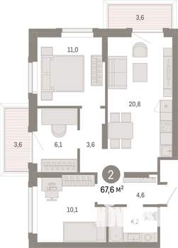 3-к квартира, вторичка, 68м2, 2/17 этаж