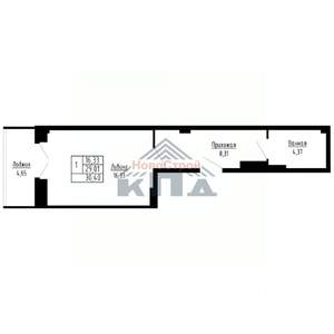 1-к квартира, строящийся дом, 30м2, 10/16 этаж
