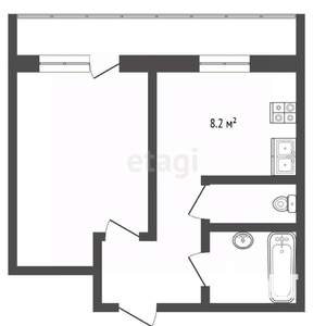 1-к квартира, вторичка, 35м2, 3/9 этаж