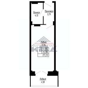 1-к квартира, строящийся дом, 27м2, 11/16 этаж
