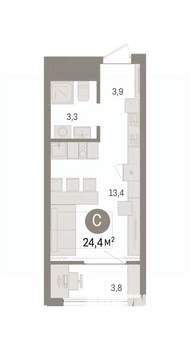 Студия квартира, сданный дом, 24м2, 11/17 этаж