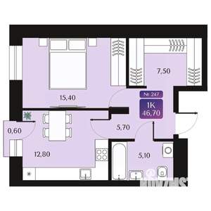 1-к квартира, вторичка, 47м2, 5/9 этаж