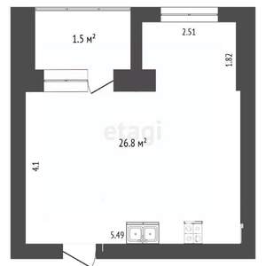 Студия квартира, вторичка, 27м2, 3/5 этаж