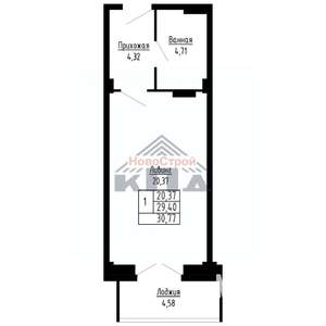 1-к квартира, строящийся дом, 31м2, 7/16 этаж