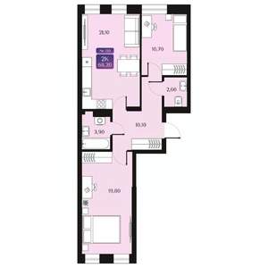 2-к квартира, вторичка, 68м2, 7/9 этаж