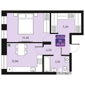 1-к квартира, вторичка, 47м2, 3/9 этаж