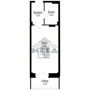 1-к квартира, вторичка, 30м2, 13/16 этаж