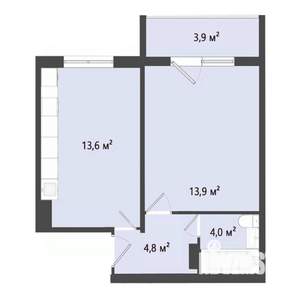 1-к квартира, строящийся дом, 36м2, 6/10 этаж