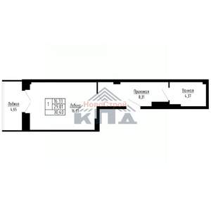 1-к квартира, строящийся дом, 30м2, 2/16 этаж