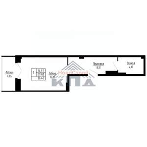 1-к квартира, строящийся дом, 30м2, 11/16 этаж