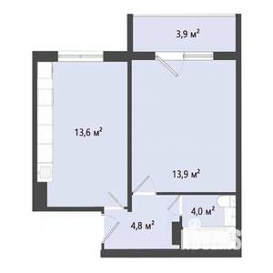 1-к квартира, строящийся дом, 36м2, 7/10 этаж