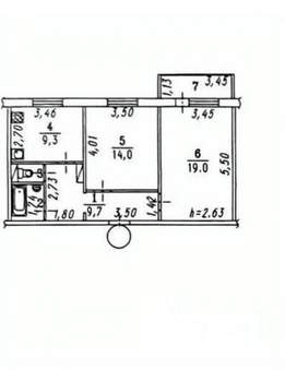 2-к квартира, вторичка, 56м2, 4/10 этаж