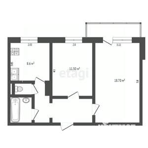 2-к квартира, вторичка, 44м2, 7/9 этаж