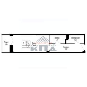 1-к квартира, строящийся дом, 38м2, 7/16 этаж