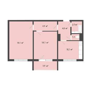 2-к квартира, вторичка, 56м2, 10/10 этаж