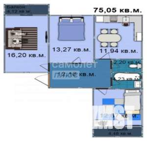 3-к квартира, вторичка, 76м2, 4/10 этаж