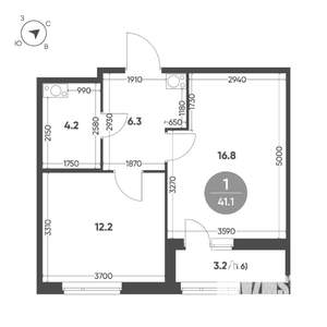1-к квартира, вторичка, 41м2, 4/5 этаж