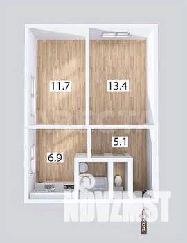2-к квартира, вторичка, 41м2, 2/2 этаж