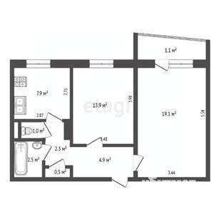 2-к квартира, вторичка, 52м2, 5/9 этаж