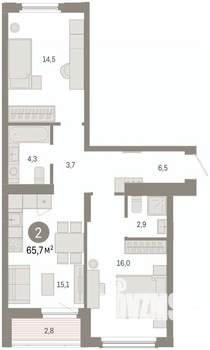 2-к квартира, вторичка, 66м2, 2/8 этаж