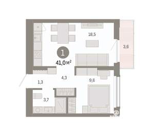 1-к квартира, вторичка, 41м2, 4/16 этаж