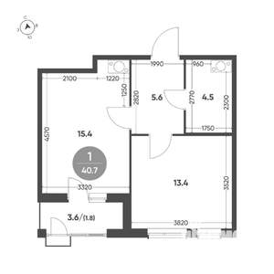 1-к квартира, вторичка, 41м2, 7/10 этаж