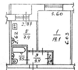 1-к квартира, вторичка, 35м2, 4/5 этаж