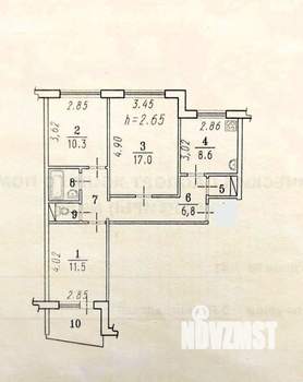 3-к квартира, вторичка, 63м2, 6/9 этаж