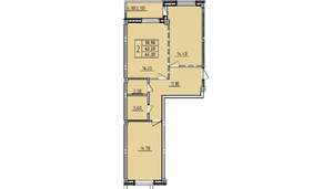 2-к квартира, строящийся дом, 64м2, 1/10 этаж