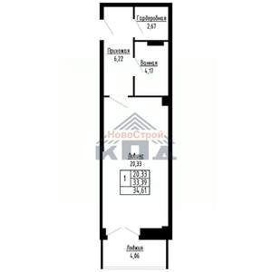 1-к квартира, вторичка, 35м2, 8/16 этаж