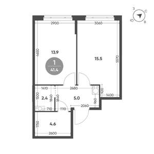 1-к квартира, вторичка, 41м2, 5/11 этаж