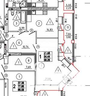 2-к квартира, вторичка, 54м2, 4/6 этаж