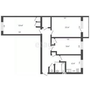 3-к квартира, вторичка, 59м2, 4/5 этаж